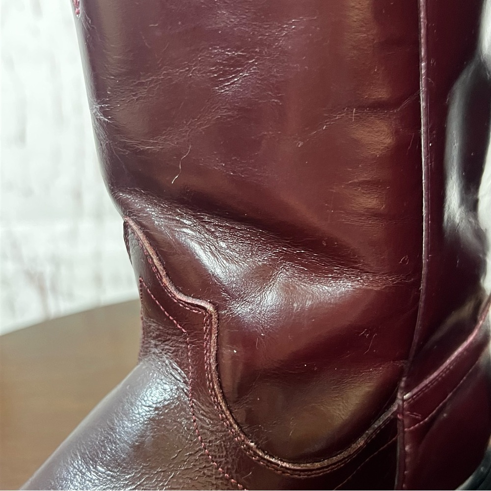 Tony Lama Vintage Cherry colored Men's Brown Leather Western Roper Boots 8B - Picture 9 of 16